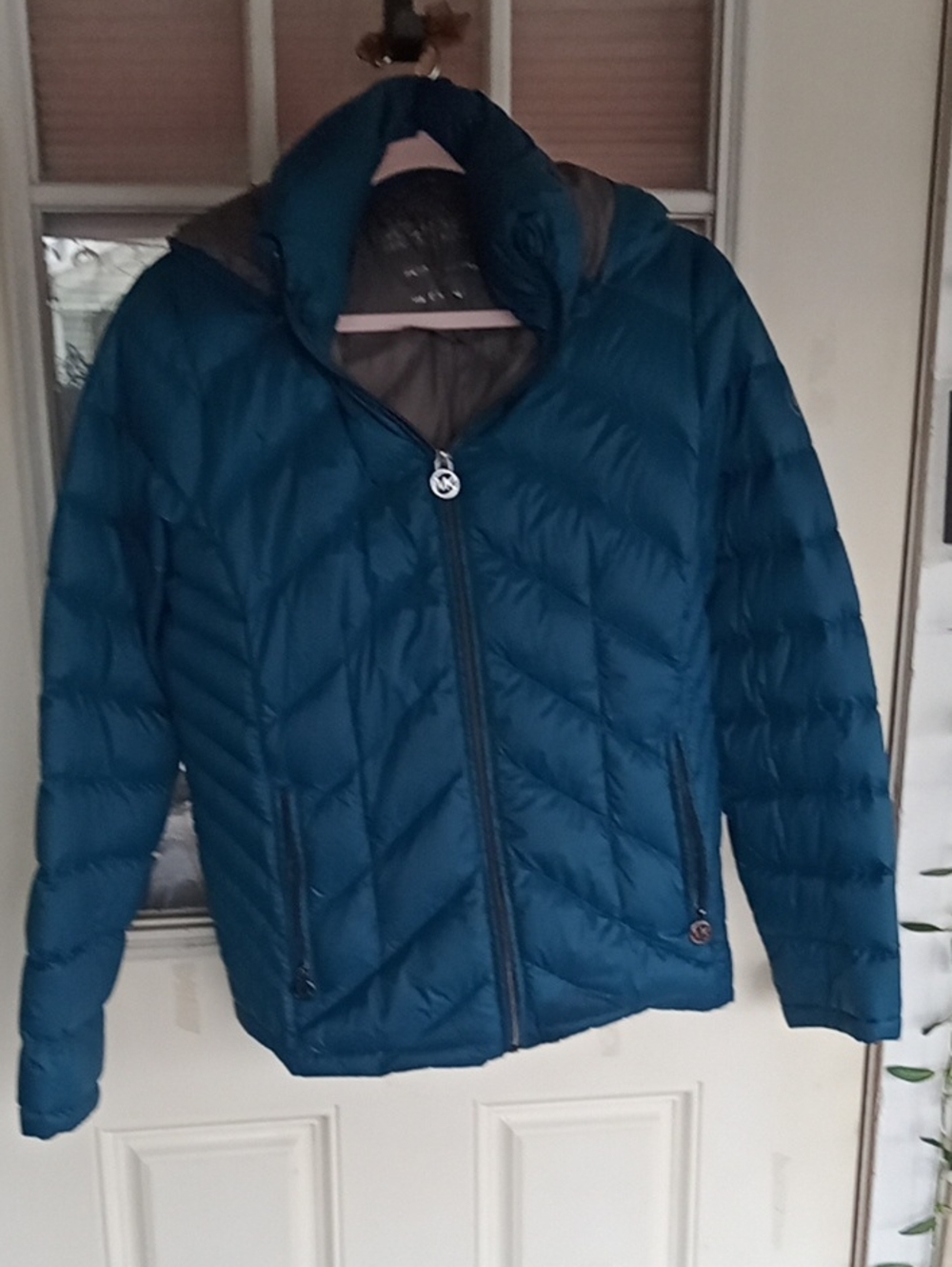 Michael Kors Collection Teal Quilted Puffer Jacket